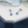 Extra Tiny Aquamarine Blue Cz Stud Earrings, thumbnail 2 of 10