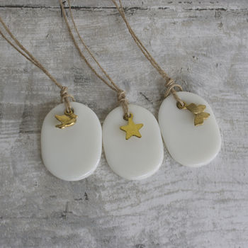 Three Handmade Porcelain Gift Tags, 3 of 5