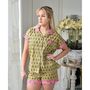 Block Printed Green And Pink Floral Cotton Short Pyjama Set, thumbnail 2 of 5