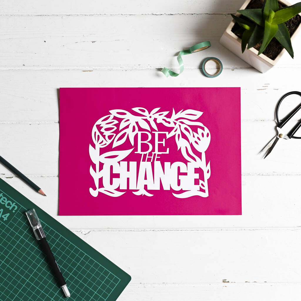 Beginner Paper Cutting Craft Kit, Be The Change, 1 of 7