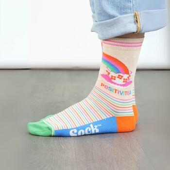 Positivitea Combed Cotton Funny Ankle Socks Women's, 2 of 5