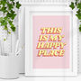 Pink Retro This Is My Happy Place Typography Art Print, thumbnail 1 of 4