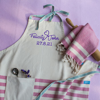 Personalised Apron, Hand Towel, 2nd Anniversary Gift, 5 of 12