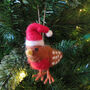 Handmade Felt Christmas Chicken Hanging Decoration, thumbnail 3 of 8