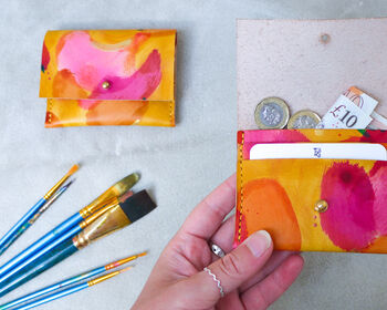 Hand Painted Leather Coin And Card Purse Tutti Fruity, 7 of 9