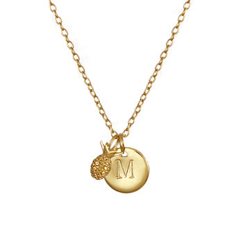 Mini Pineapple And Initial Necklace Gold, 3 of 4