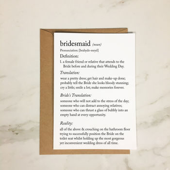 Funny Bridesmaid Definitions A5 Card, 4 of 10