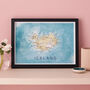 Framed And Personalised Iceland Map Print, thumbnail 2 of 4