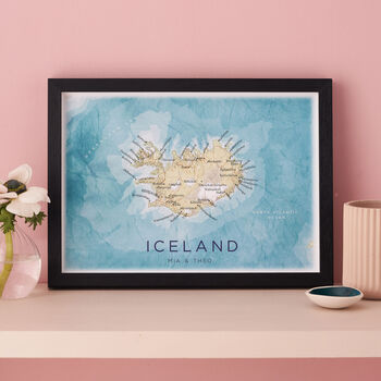 Framed And Personalised Iceland Map Print, 2 of 4