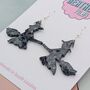 Black Glitter Witch On A Broom Halloween Resin Earrings, thumbnail 4 of 4