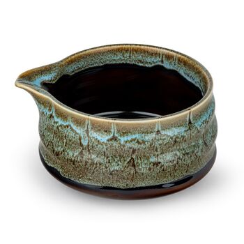 Matcha Tea Making Set In Blue And Brown Reactive Glaze, 3 of 6