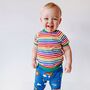 Organic Baby And Child Handmade Rainbow Stripe T Shirt, thumbnail 4 of 4