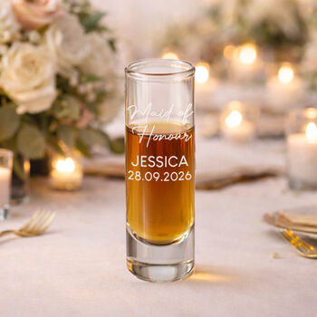 Personalised Shot Glass – Engraved Wedding Gift Women Bridesmaid, 2 of 5
