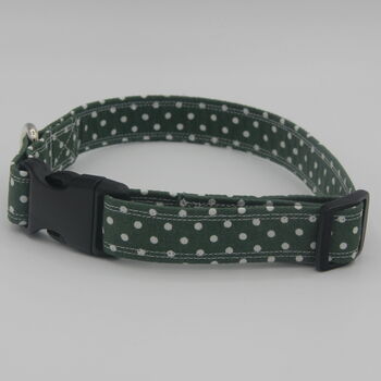 Dark Green Polkadot Dog Collar, 5 of 12