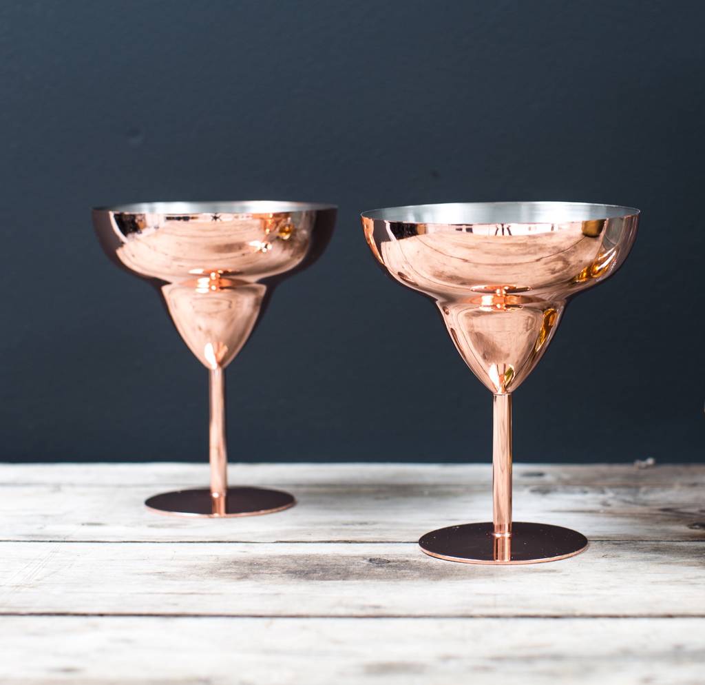 Personalised Set Of Two Deco Copper Cocktail Glasses, 1 of 2