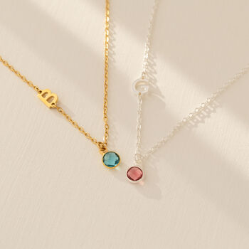 Initial Necklace With Birthstone, 8 of 12