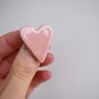 Handmade Ceramic Valentines Heart Badge Pink Red Gold, thumbnail 2 of 11