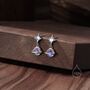 Tiny Moonstone Planet With Starburst Stud Earrings, thumbnail 2 of 10