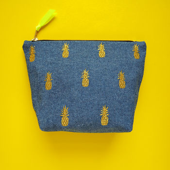 Embroidered Pineapple Cotton Make Up Bag, 4 of 8