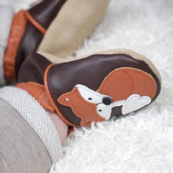 Dotty Fish Fox Soft Leather Baby Shoes With Barefoot Soles, 2 of 8