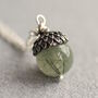 Silver Jade Gemstone Acorn Necklace, thumbnail 1 of 8