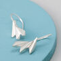 Sterling Silver Drop Earrings. Geometric Fan Shape, thumbnail 7 of 8
