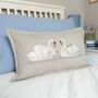 Embroidered Swan Family Cushion, thumbnail 4 of 5