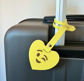 Emoji Heart Leather Luggage Tag, 4 of 5