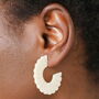 Cream Resin Scalloped Edge Hoop Earrings, thumbnail 1 of 4