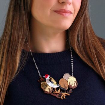 Goldfinch And Teasel Statement Necklace, 2 of 5
