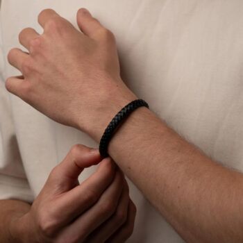 Personalised All Black Leather Bracelet, 10 of 10