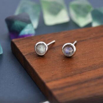 Sterling Silver Rose Cut Labradorite Stud Earrings, 5 of 12
