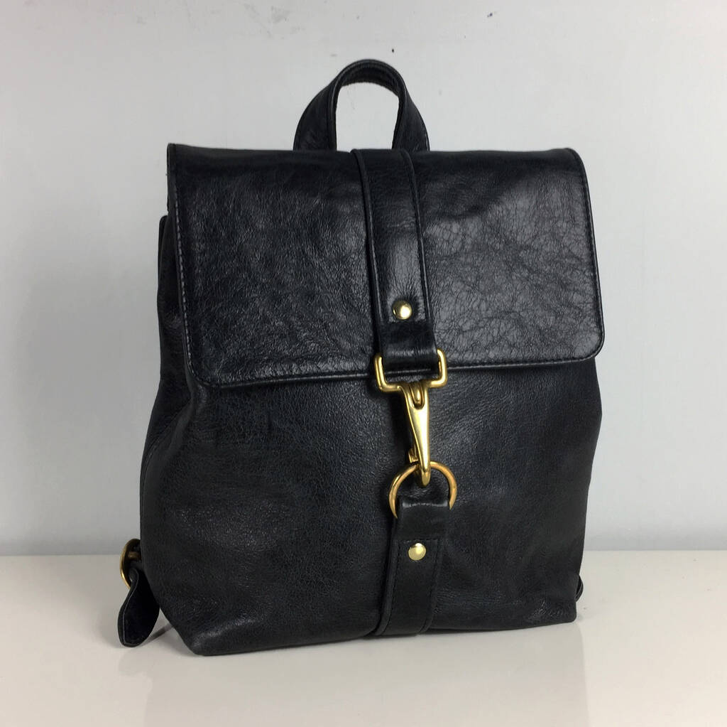 handcrafted small black leather backpack by freeload accessories