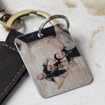 Personalised Leather Keyring With Metal Photo Plate, 5 of 7
