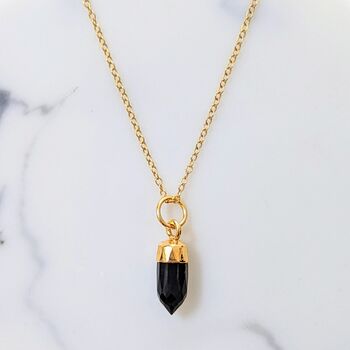 The 'En Pointe' Black Onyx Gold Plated Necklace, 3 of 5