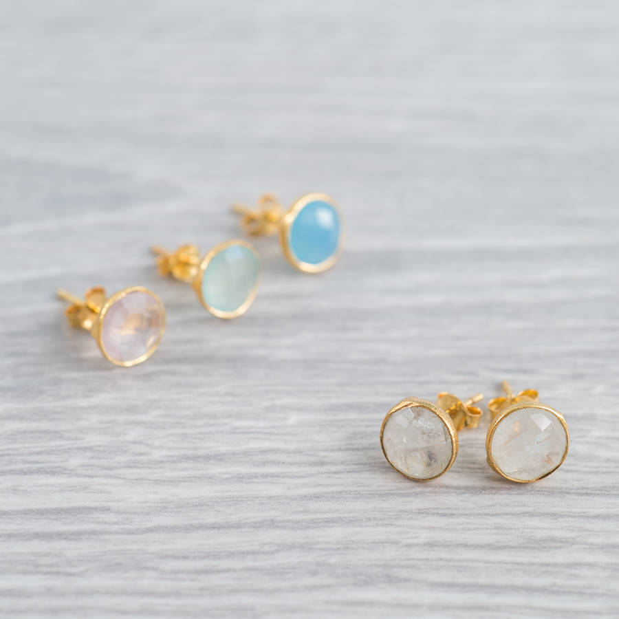 Gold And Gemstone Stud Earrings By Auree Jewellery