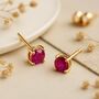 9ct Gold Ruby July Birthstone Stud Earrings, thumbnail 3 of 4