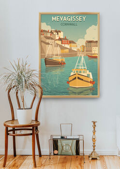 Mevagissey Cornwall Travel Poster Art Print, 4 of 6