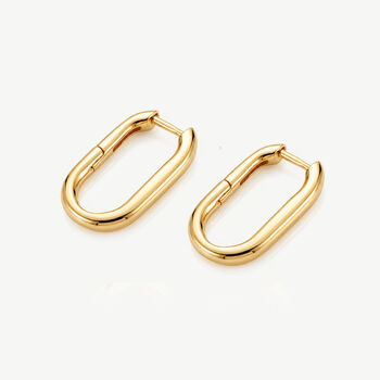 Dainty Small Oval Hoop Earrings In 18k Gold, 2 of 4