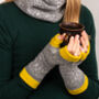 Knitted Fair Isle Wrist Warmers With Thumbs Naturals, thumbnail 9 of 10