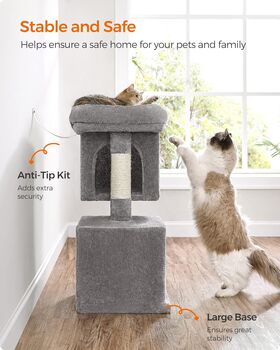 Cat Tree 74 Cm Cat Tower For Medium Cats Light Grey, 7 of 8