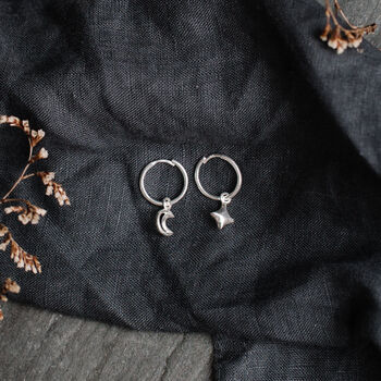 Moon And Star Huggie Hoop Earrings, 4 of 6