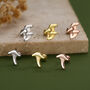Sterling Silver Mismatched Chanterelle Mushroom 18 G Screw Back Ball Stud Earrings With Ball Backs, thumbnail 3 of 12