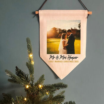 First Married Christmas Photo Decoration Banner, 2 of 6