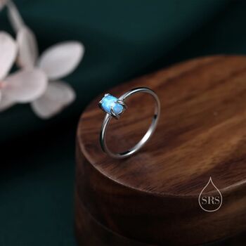 Blue Opal Oval Ring In Sterling Silver, 2 of 11