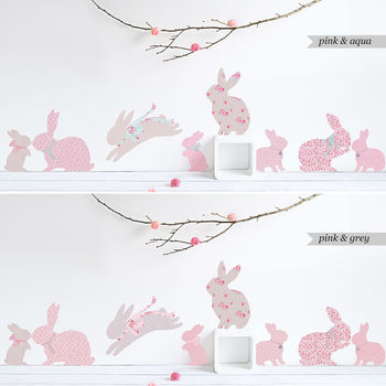 Vintage Floral Rabbit Wall Stickers, 3 of 5
