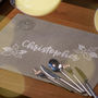 Personalised Linen Christmas Holly Placemat, thumbnail 2 of 3