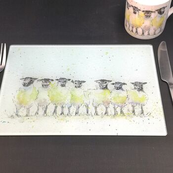The Flock, Sheep Glass Placemat /Chopping Board, 2 of 2