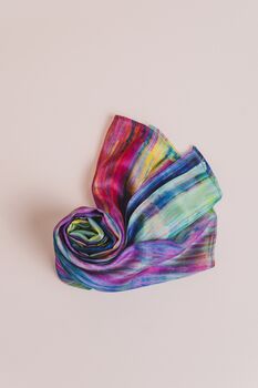 100% Mulberry Silk Scarf, Rainbow Colour, 6 of 6