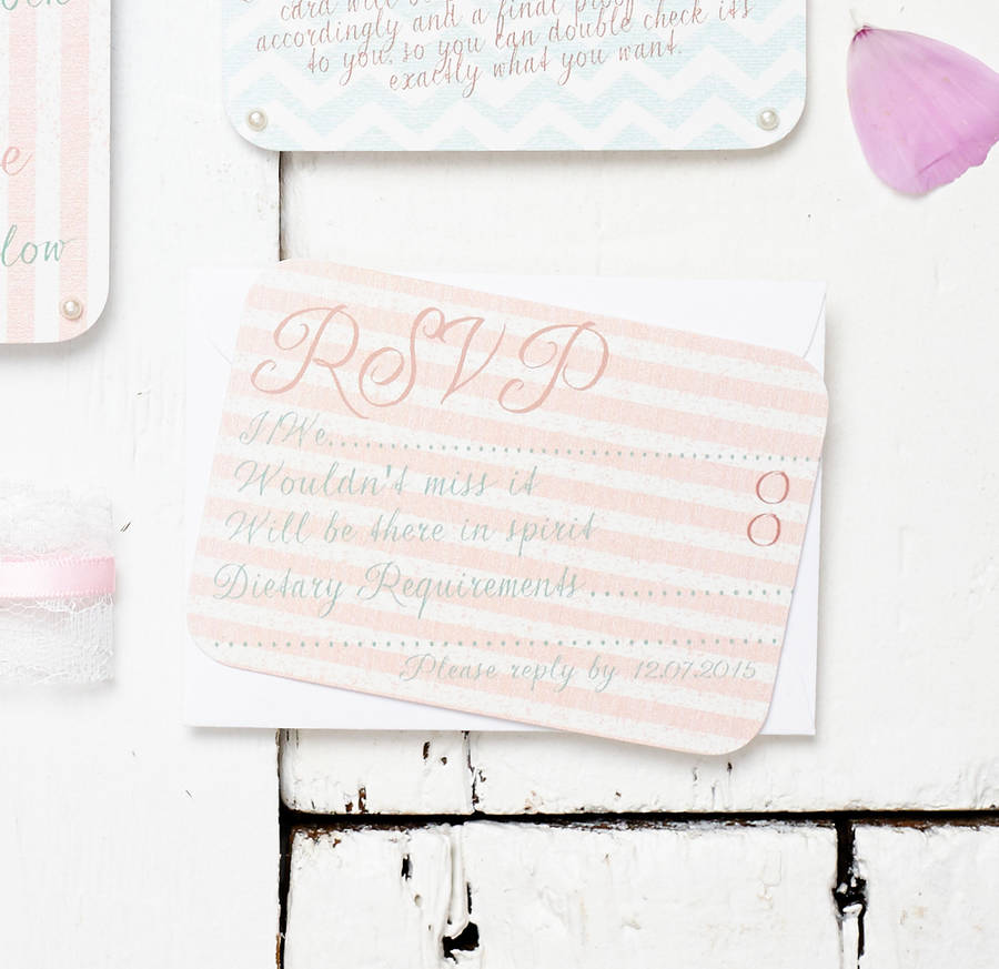 Pink And Mint Wedding Invitation Set By Peardrop Avenue